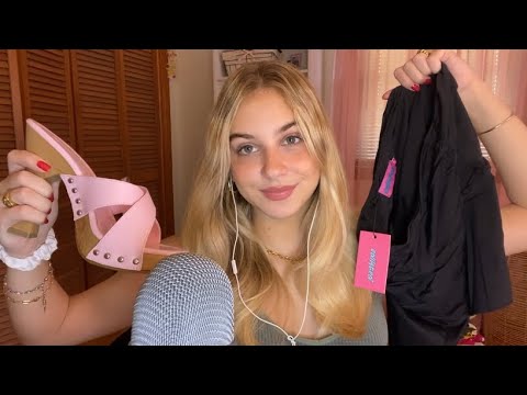 ASMR Clothing Haul 🦋 Edikted, Oh Polly, Aerie, Amazon ⭐️ Whispered Rambling, Tapping, Fabric Sounds