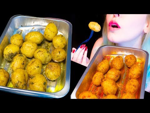 ASMR: Marinated Mini Oven Potatoes | Spicy & Herb Marinade ~ Relaxing Eating Sounds [No Talking|V] 😻