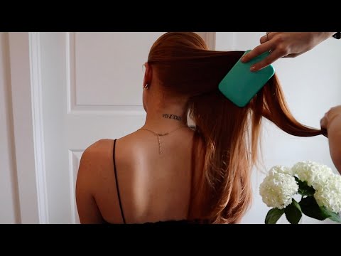 ASMR | Classic hair brushing, hair play & back scratch with Sophia (no talking)
