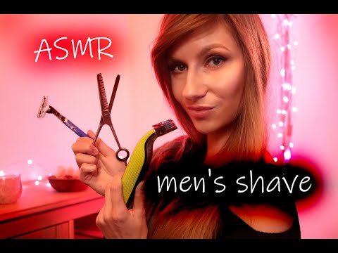 ASMR men's shave #Barber [ROLEPLAY] (shaving, brushing, foam, gloves, massage, cutting, scissors)