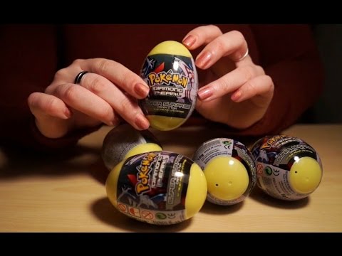 Binaural ASMR. Pokémon Surprise Eggs (Ear-to-Ear Whispering, Crinkles, Eating Sounds at the End)