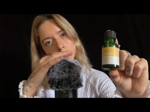 ASMR Whispers / Essential Oils / Repetitive Words (fluffy mic)