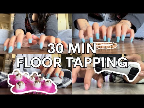 ASMR variety floor tapping, scratching, adding in random tingly items, build up tapping part 2