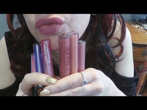 ASMR Rude Gum Chewing Lipgloss Sales Girl Role Play.  Whispered.