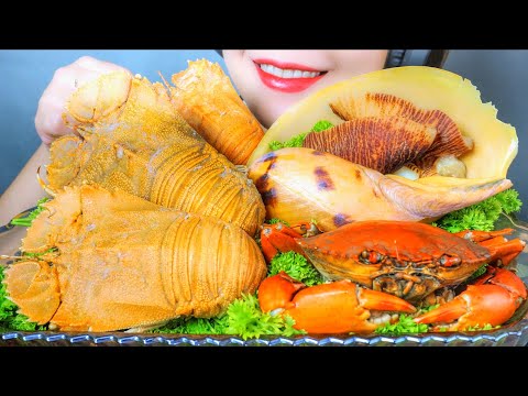 ASMR SEAFOOD PLATER CRAB MELO MELO SNAIL SLIPPER LOBSTER , EATING SOUNDS | LINH-ASMR