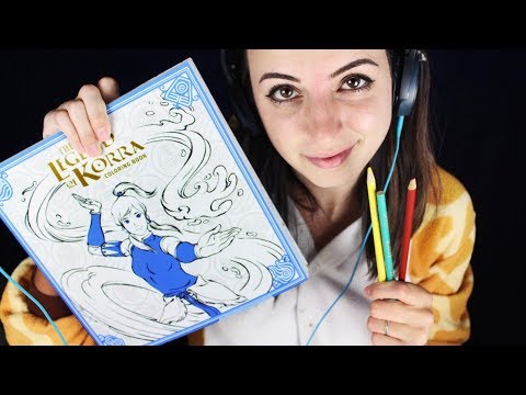 [ASMR] Legend of Korra Coloring Book (Colored Pencils, Close up Whispers, Page Turning)