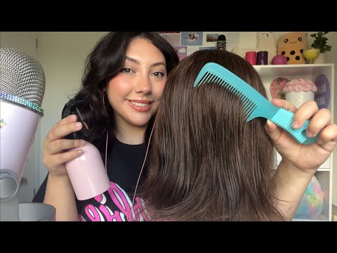 ASMR personal attention hair play & head massage 😴 (mannequin) 💕
