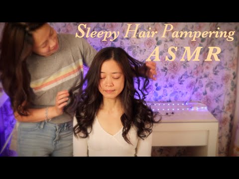 ASMR Sleepy Hair Pampering w/ Tingle Bracelet ~ Scalp Check ~ Curling ~ Brushing