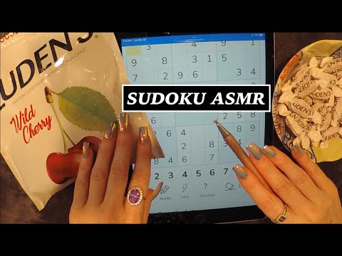 ASMR Eating Cough Drops Hard Candy & Playing Sudoku on iPad | Whispered