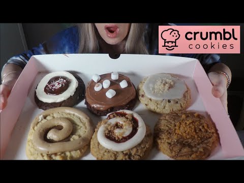 ASMR Crumbl Cookie Review | BEST EVER Hot Cocoa, Cinn Roll, Candy Cane, Butterfinger, Berry Cobbler