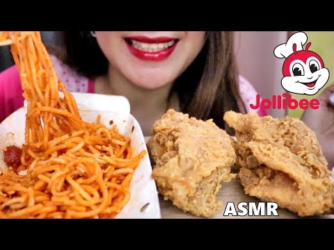 ASMR Jollibee Chicken Joy | Filipino Spaghetti Eating Sounds Mukbang