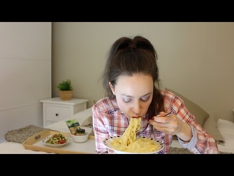 ASMR Whisper Eating Sounds | Pasta with Cheese sauce & Salad