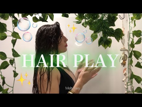 hair play ASMR | Hypnotic Hair Washing + Scalp Massaging + Shower Sounds for relaxing + sleep