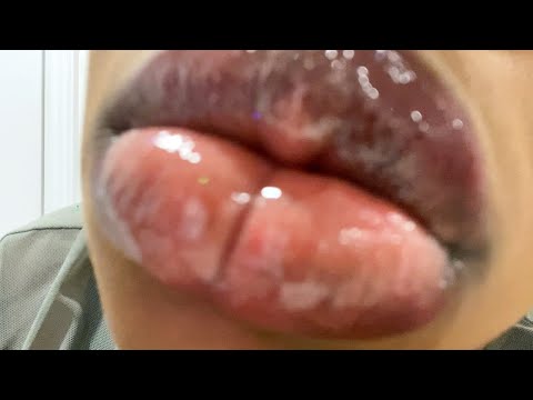ASMR Satisfying Sticky Sticky Mouth sounds on a glossy lips