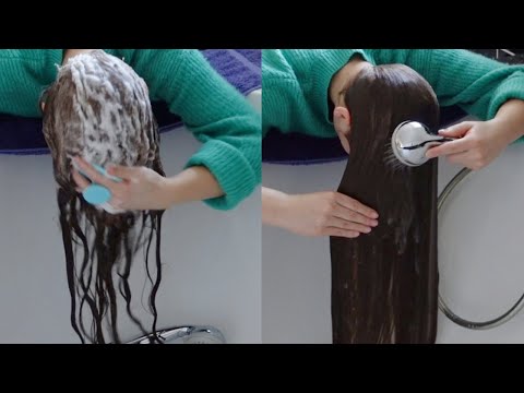 ASMR Washing My Hair Over Face [Brushing, Shampooing, Conditioning] | Long Hair Wash ASMR