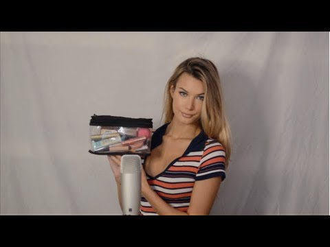 ASMR - Whats In My Travel Makeup Bag |Whispers |Tapping |Brushing