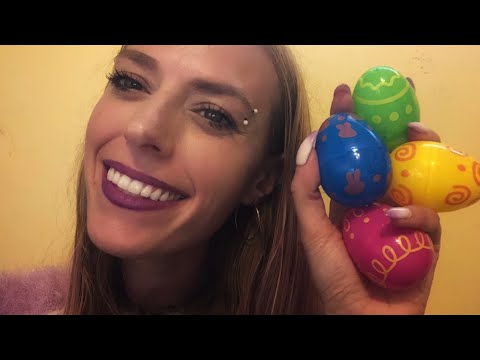 ASMR roleplay - Easter egg hunt w triggers as prizes (zipper, page flipping, crinkles, brushing)