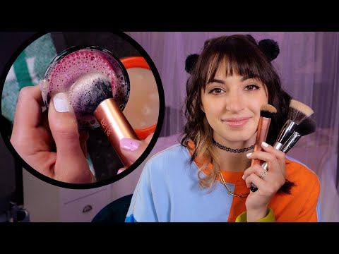 ASMR | Clean my Makeup Brushes with Me | Water & Sudsy Sounds