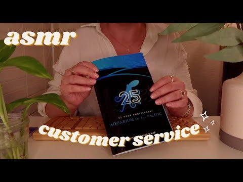 ASMR Check-In at the Aquarium🐠Soft-Spoken🪸Customer Service, Typing, Page Turning, Gifts
