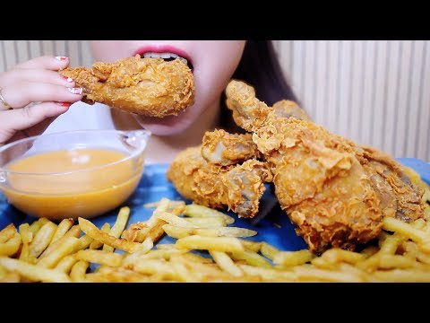 ASMR Eating fried chicken and french fries (CRUNCHY Eating Sounds) | LINH-ASMR