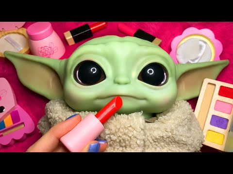 ASMR Wooden Makeup on Baby Yoda (Whispered, Grogu)