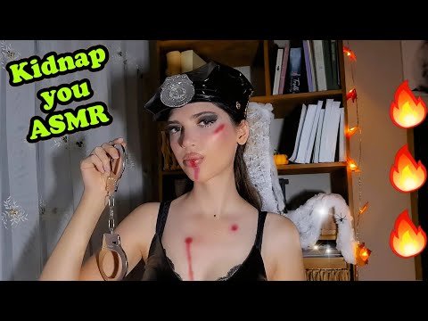 ASMR Zombie Cop Kidnaps You on Halloween 🎃 (Tickling, Handcuffs,Mouth Sounds,Leather)
