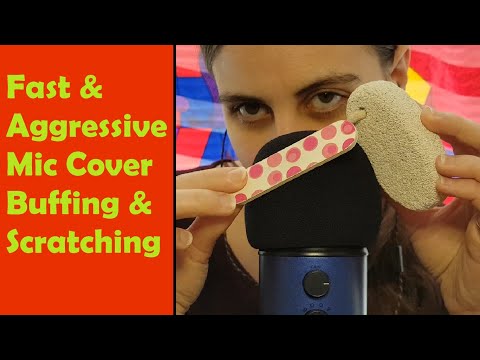 ASMR Fast & Aggressive Mic Cover Buffing & Scratching with Nail Files & Pumice Stone (No Talking)