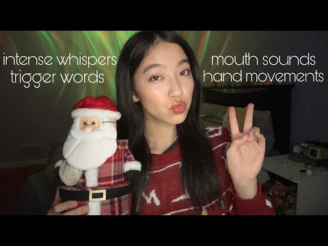 ASMR Intense Whispers, Clicky Christmas Themed Trigger Words 🎄 Mouth Sounds & Hand Movements