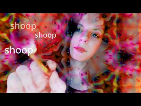 ASMR brushing shoop shoop and mouth sounds with echo and trippy effects