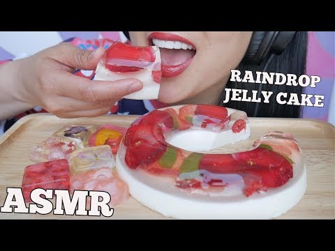 ASMR EDIBLE FLOWER RAINDROP JELLY CAKE (EATING SOUNDS) | SAS-ASMR