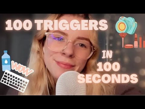 ASMR | 100 TRIGGERS IN 100 SECONDS (for people WITHOUT headphones) *FAST & AGGRESSIVE ASMR for ADHD*