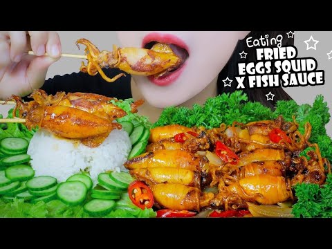 ASMR EGGS SQUID FRIED WITH FISH SAUCE X COOKED RICE X CUCUMBER EATING SOUND | LINH-ASMR