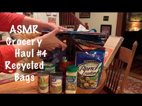 ASMR Request (no talking) Recycled grocery bags plus grocery haul. Looped 1X for lenth