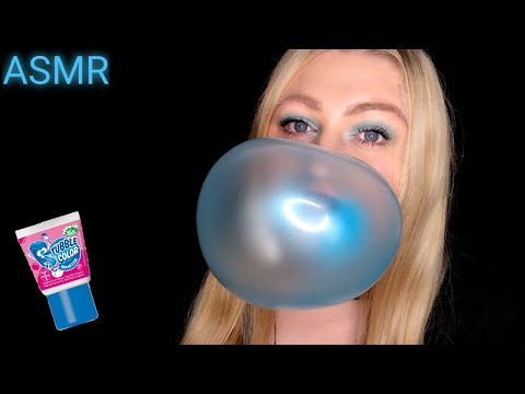 ASMR BUBBLE GUM CHEWING & BLOWING BUBBLES (Whispering)