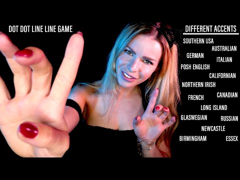 ASMR ACCENT TRIGGER! DOT DOT LINE LINE GAME IN DIFFERENT ACCENTS (Southern, German, Australian...)