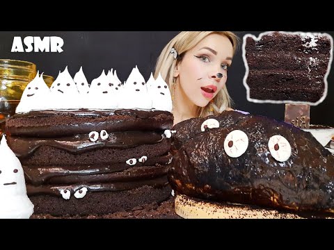 ASMR | Homemade Devil's Food Cake, Chocolate Croissant | Black Chocolate Dessert Mukbang | Oli ASMR