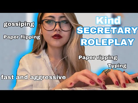 ASMR KIND SECRETARY ROLE-PLAY - fast and aggressive, paper ripping, lots of typing, scribbling…