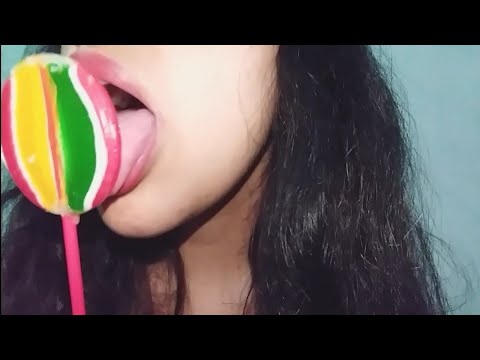 ASMR licking lollipop
