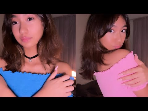 ASMR ~ Fabric Scratching & Rubbing with Long Nails 💅 (blue n pink ribbed) 💙🩷