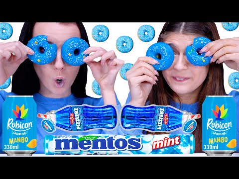 ASMR *Blue Food* Jelly Donuts, Fizz Candy, Rolling Liquid Candy | MUKBANG 먹방