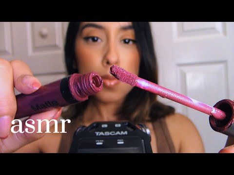ASMR Binaural Lipgloss Sounds (Pumping, Tapping, Mouth Sounds)