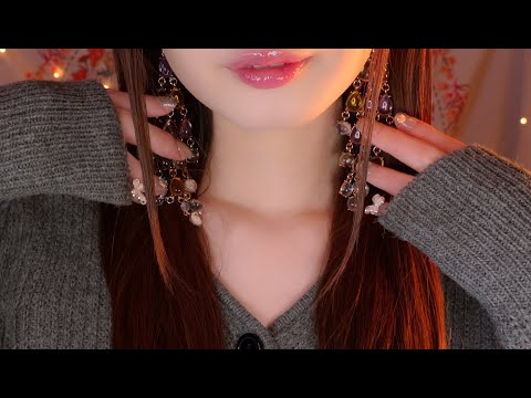 ASMR Cozy Night With You for Sleep🌙 (closeup whispers, Earrings Sounds)
