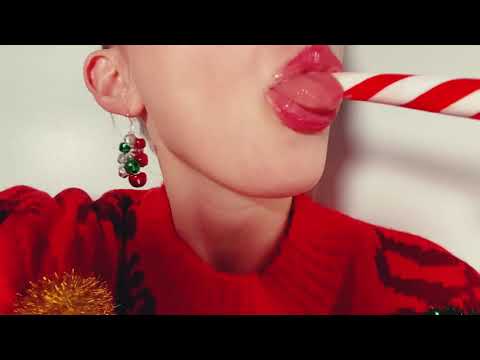 ASMR Food Porn Video-How Long Does it Take To Lick the Red Part off of a Candy Cane