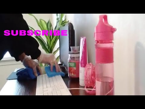 OFFICE DESK CLEANING🧽/DUSTING ASMR #wiping #dusting #cleaning #watersounds💦 #subscribe ❤