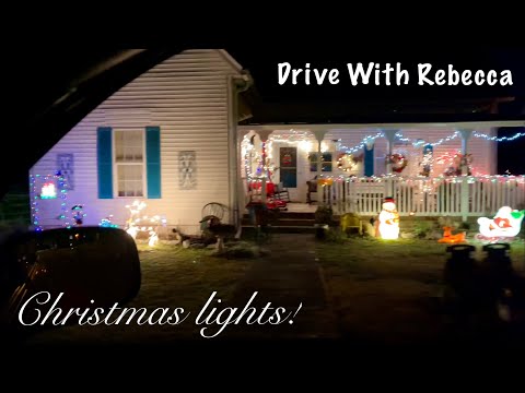 ASMR Christmas Lights! (No talking) Drive with Rebecca/Christmas music/Mini home tour at the end!