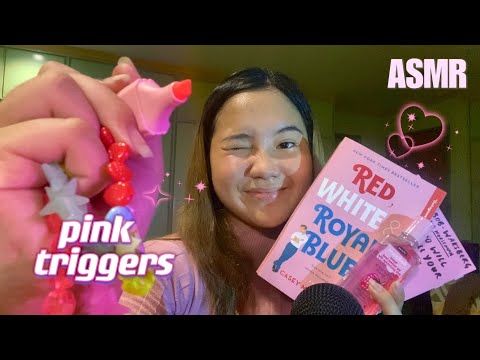 ASMR | FAST AND AGGRESSIVE PINK TRIGGERS 🌸🌷✨ | assortment, tapping, gripping, liquid shaking ++