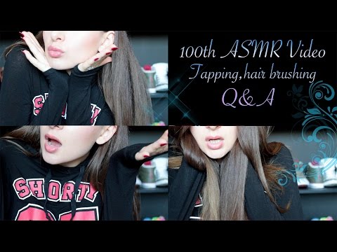 ASMR Various triggers (100th Video) Q&A, tapping, crinkle, hair brushing