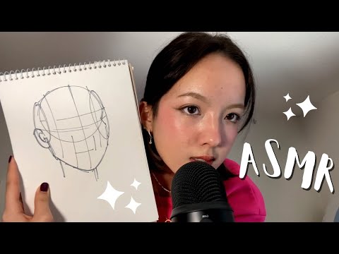 ASMR art student draws your portrait + measuring your face, personal attention, affirmations