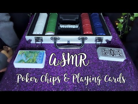 ♣️♥️ASMR Poker Chips & Playing Cards♦️♠️ English/Italian Cards - Whispers - Counting - Shuffling