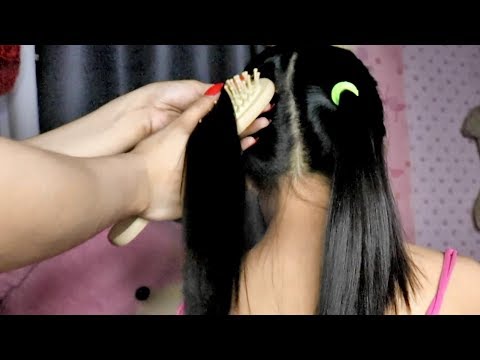 ASMR Hair Brushing Hair Play and Ponytails